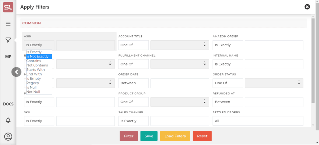How to use filter operators? – SellerLegend Knowledge Base